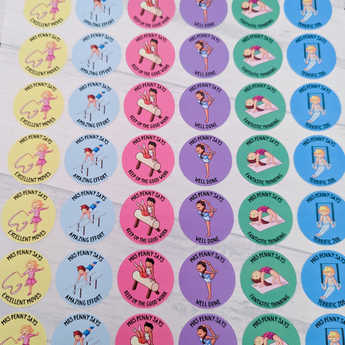 Personalised Gymnastics Teacher Stickers - Set of 48 Stickers