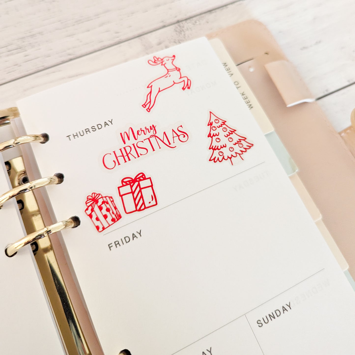 Mini Christmas Clear Foil Stickers, Planner, Calendar