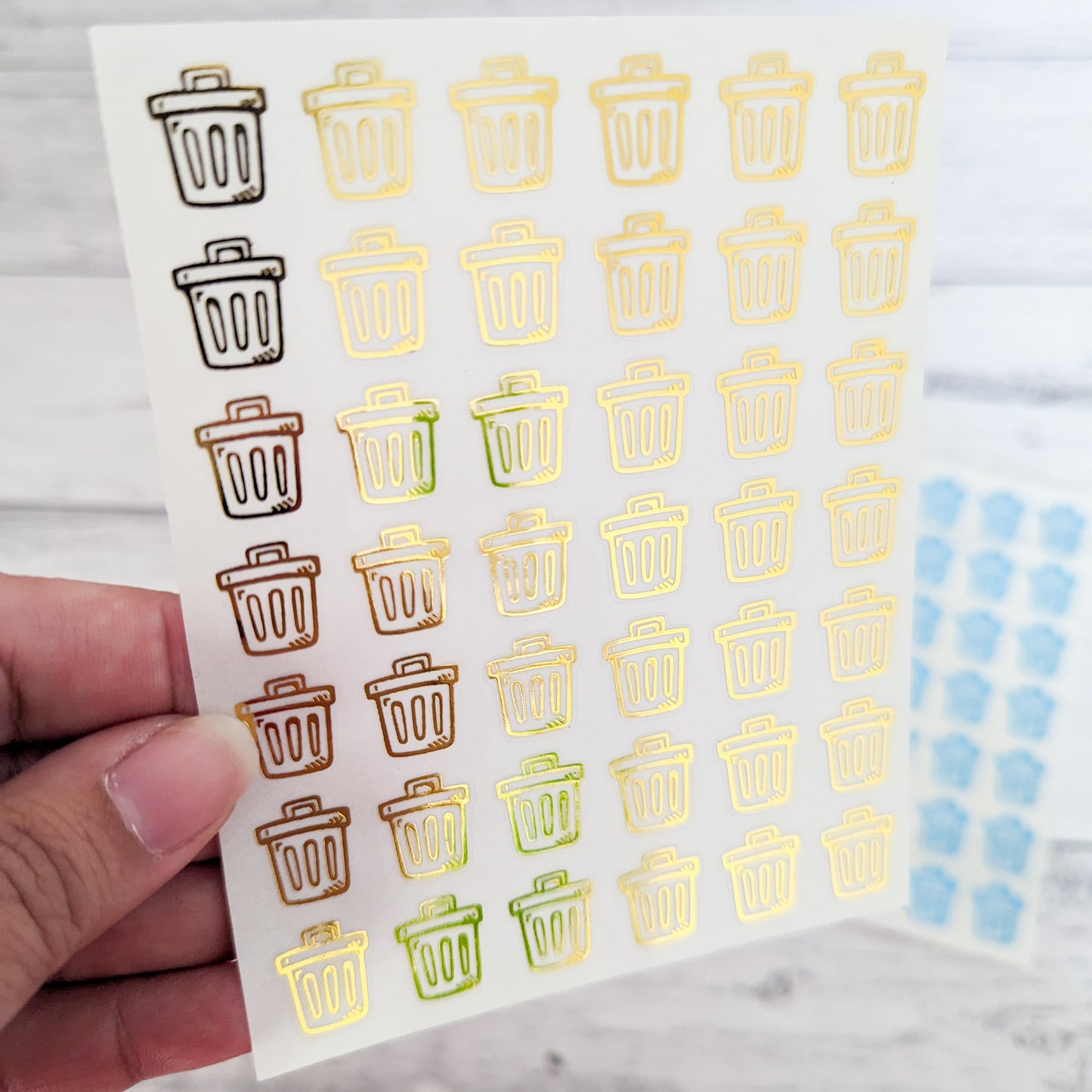 Mini Bin Day Trash Can Clear Foil Stickers, Planner, Calendar