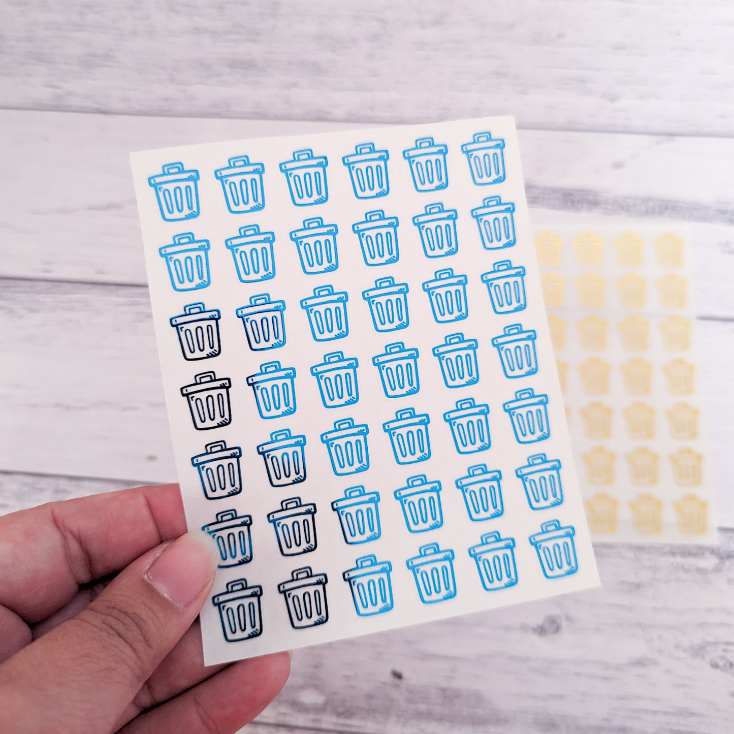 Mini Bin Day Trash Can Clear Foil Stickers, Planner, Calendar
