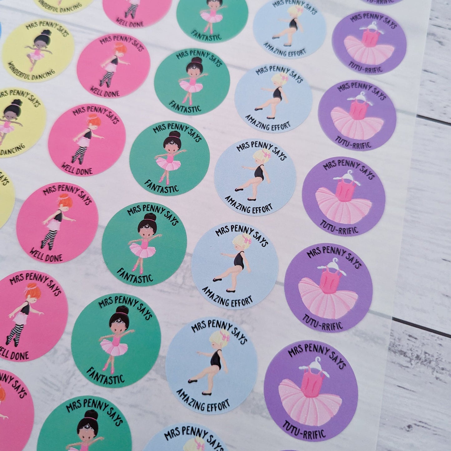 E&L Designs Personalised Ballet Dance Teacher Stickers - Set of 48 Stickers