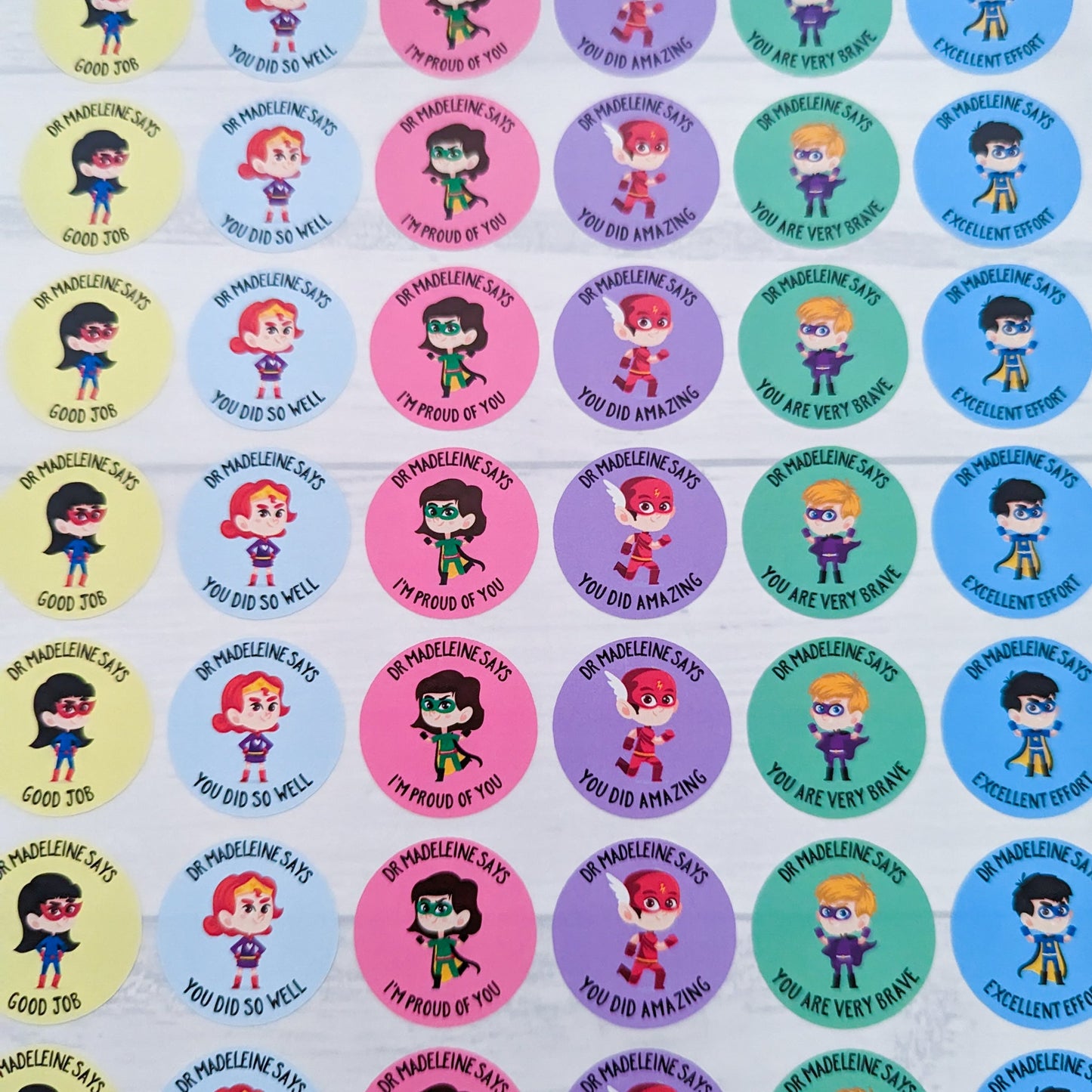 E&L Designs Personalised Brave Heroes Doctor Stickers - Set of 35 Stickers