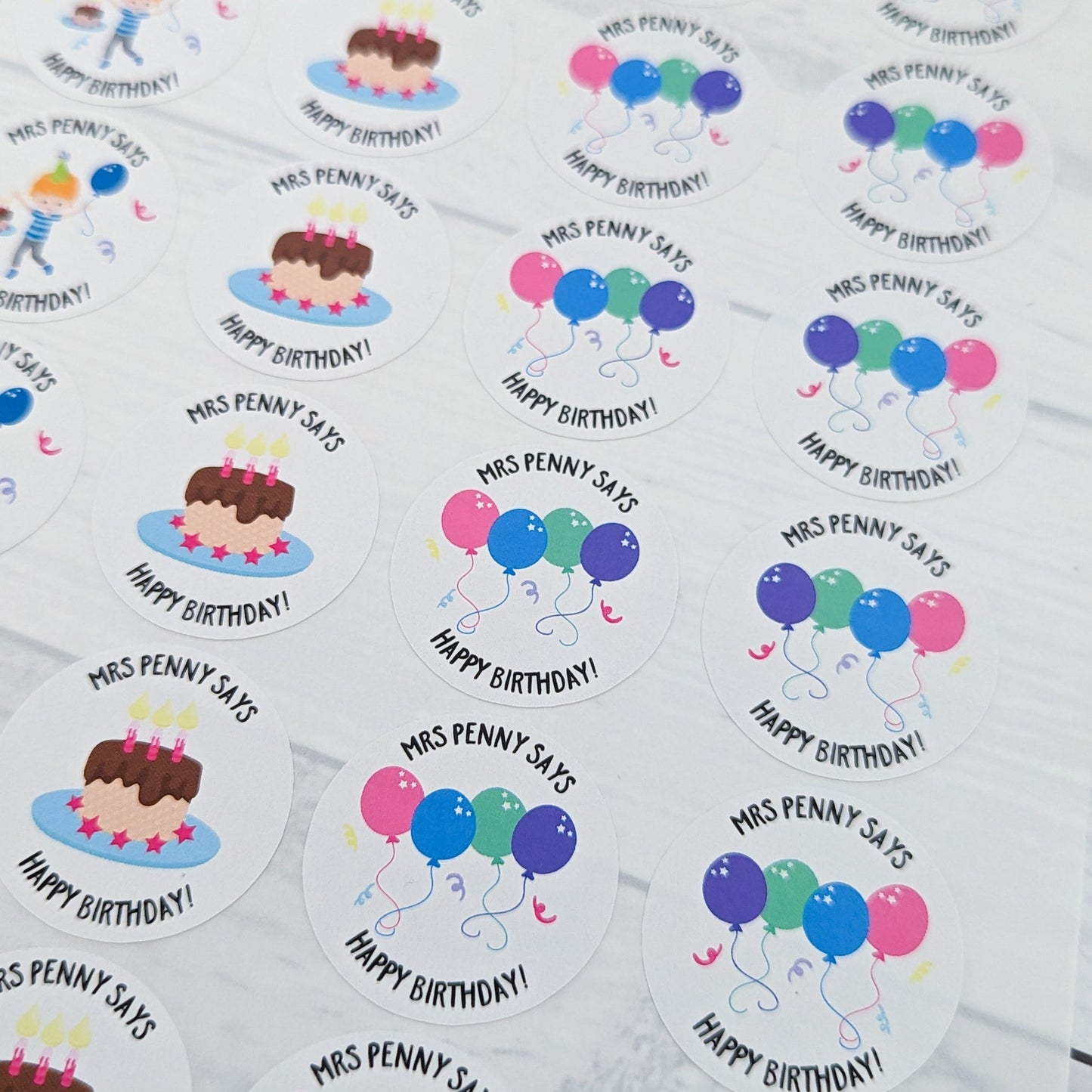 E&L Designs Personalised Happy Birthday Teacher Stickers - Set of 35 Stickers