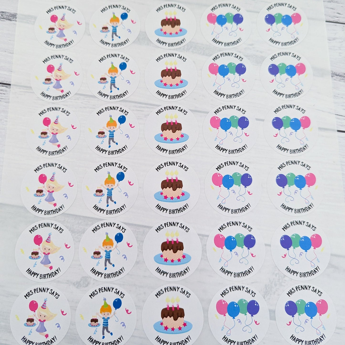 E&L Designs Personalised Happy Birthday Teacher Stickers - Set of 35 Stickers