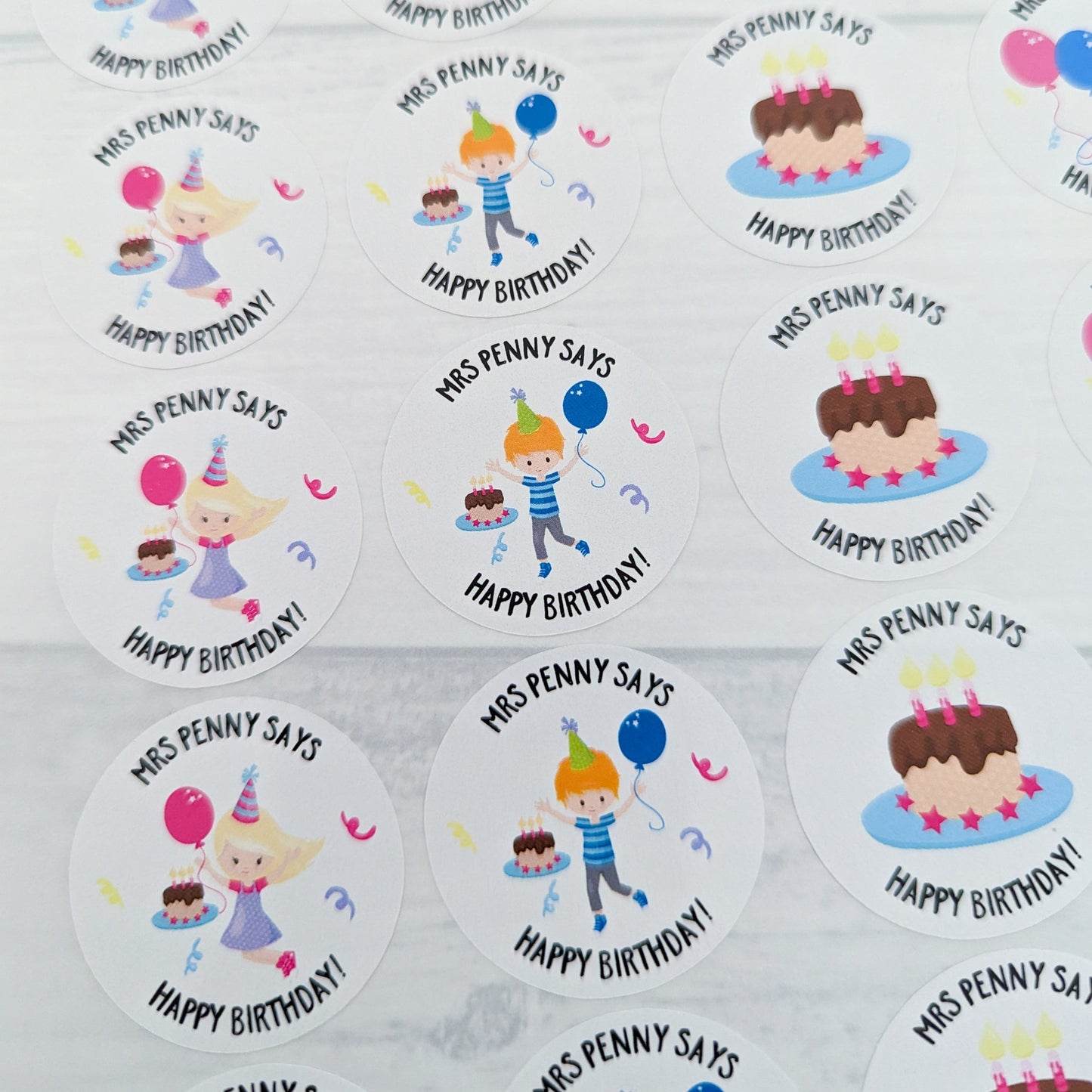 E&L Designs Personalised Happy Birthday Teacher Stickers - Set of 35 Stickers