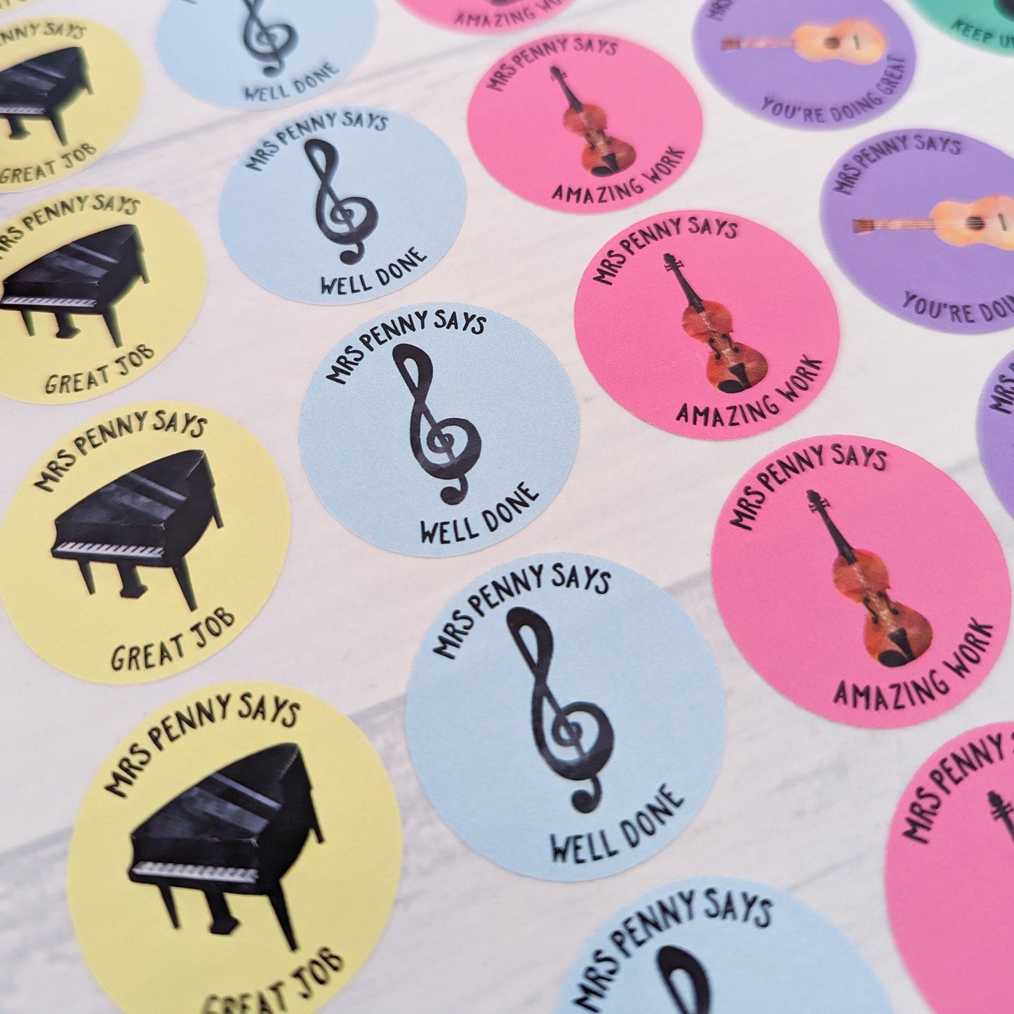 E&L Designs Personalised Music Teacher Stickers - Set of 48 Stickers