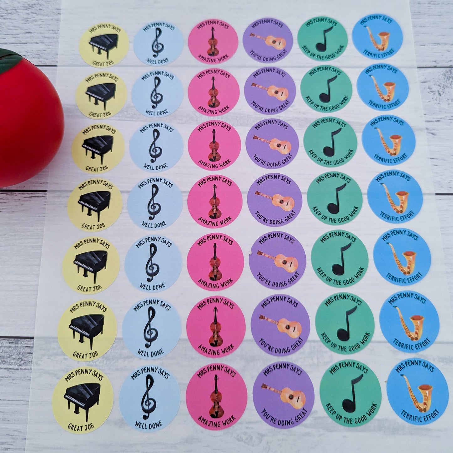 E&L Designs Personalised Music Teacher Stickers - Set of 48 Stickers