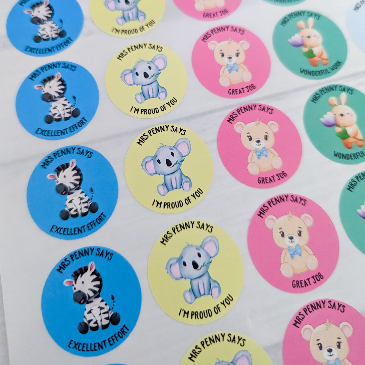 E&L Designs Personalised Teacher Stickers - Set of 48 Stickers