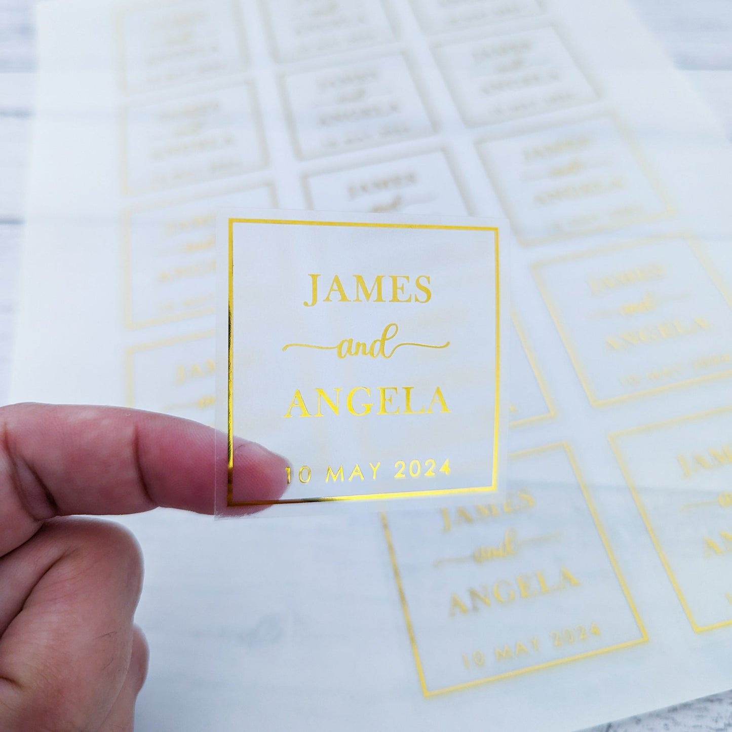 E&L Designs Square Wedding Stickers, Clear
