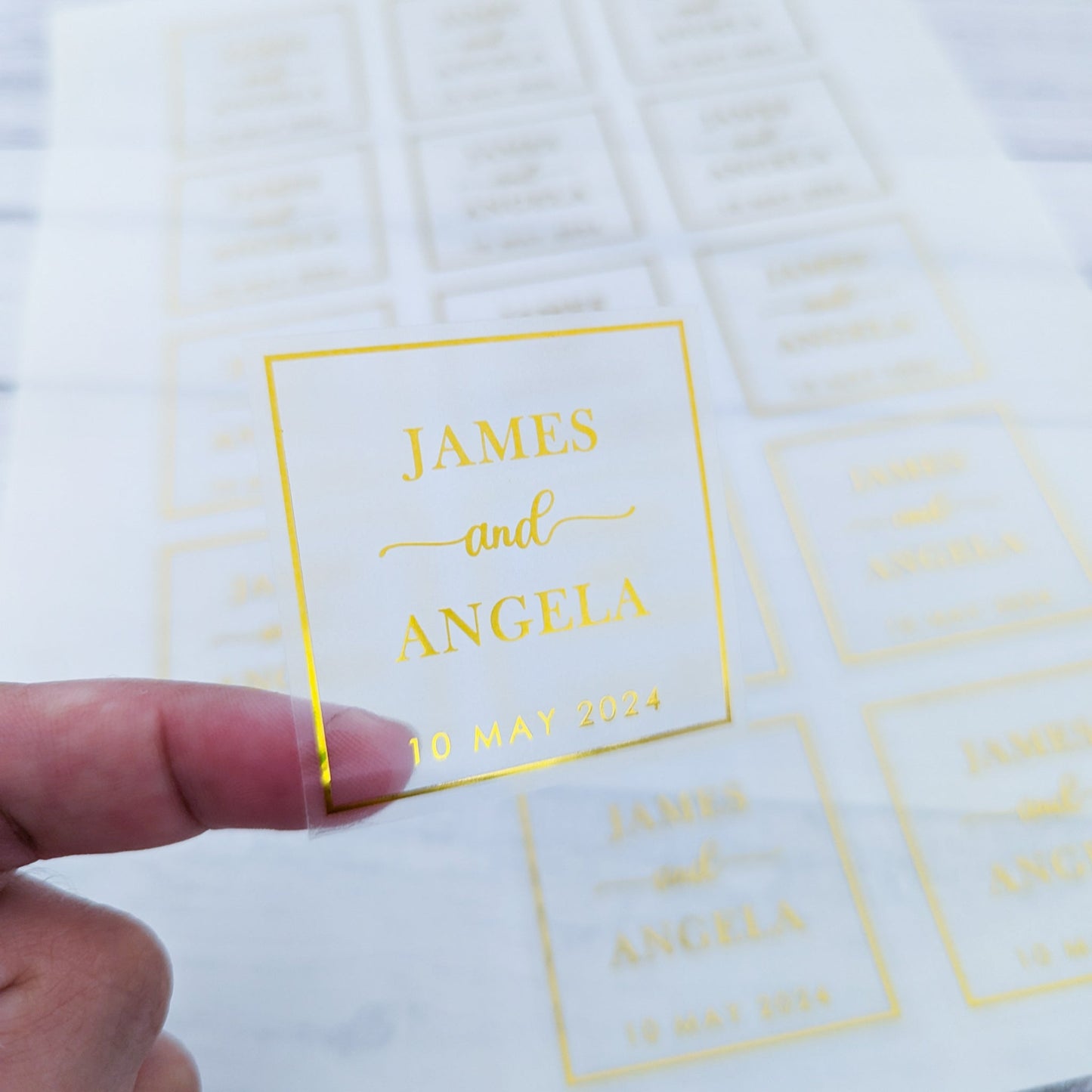 E&L Designs Square Wedding Stickers, Clear
