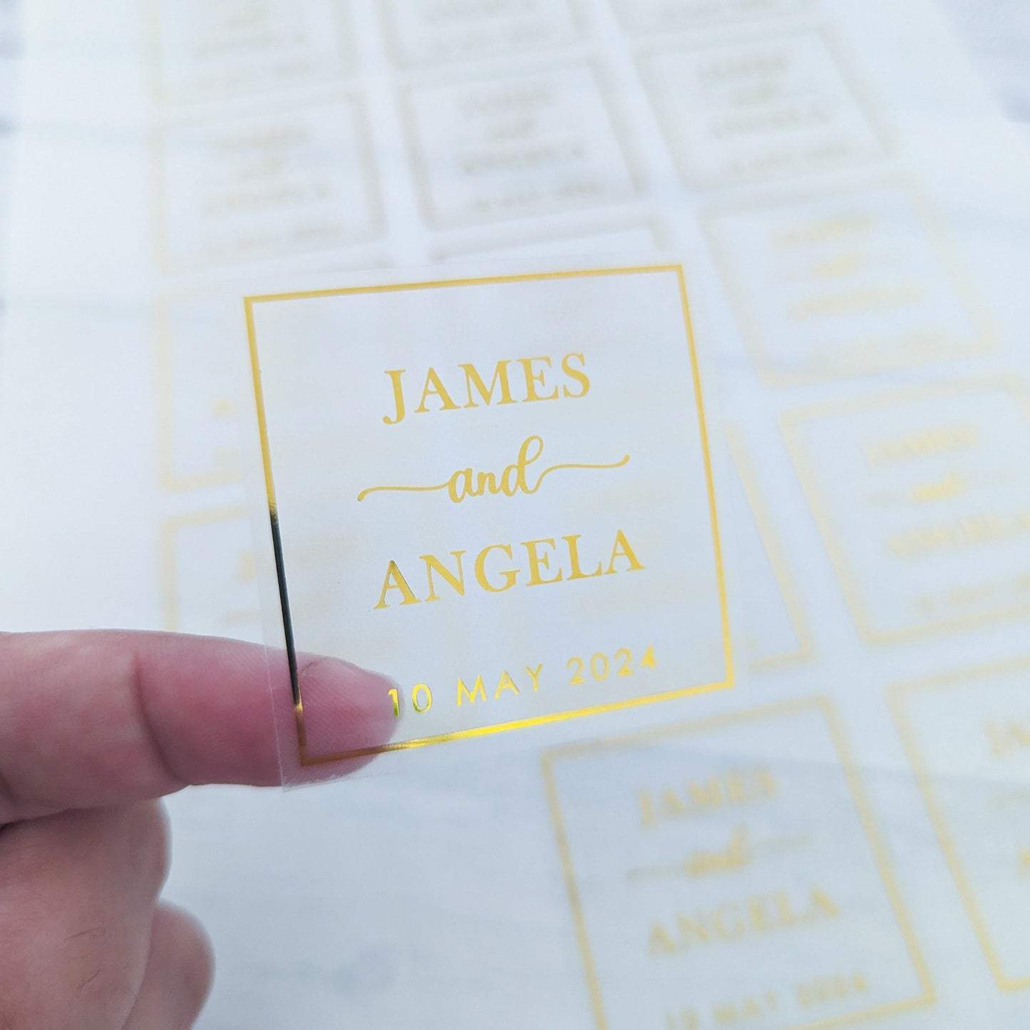 E&L Designs Square Wedding Stickers, Clear