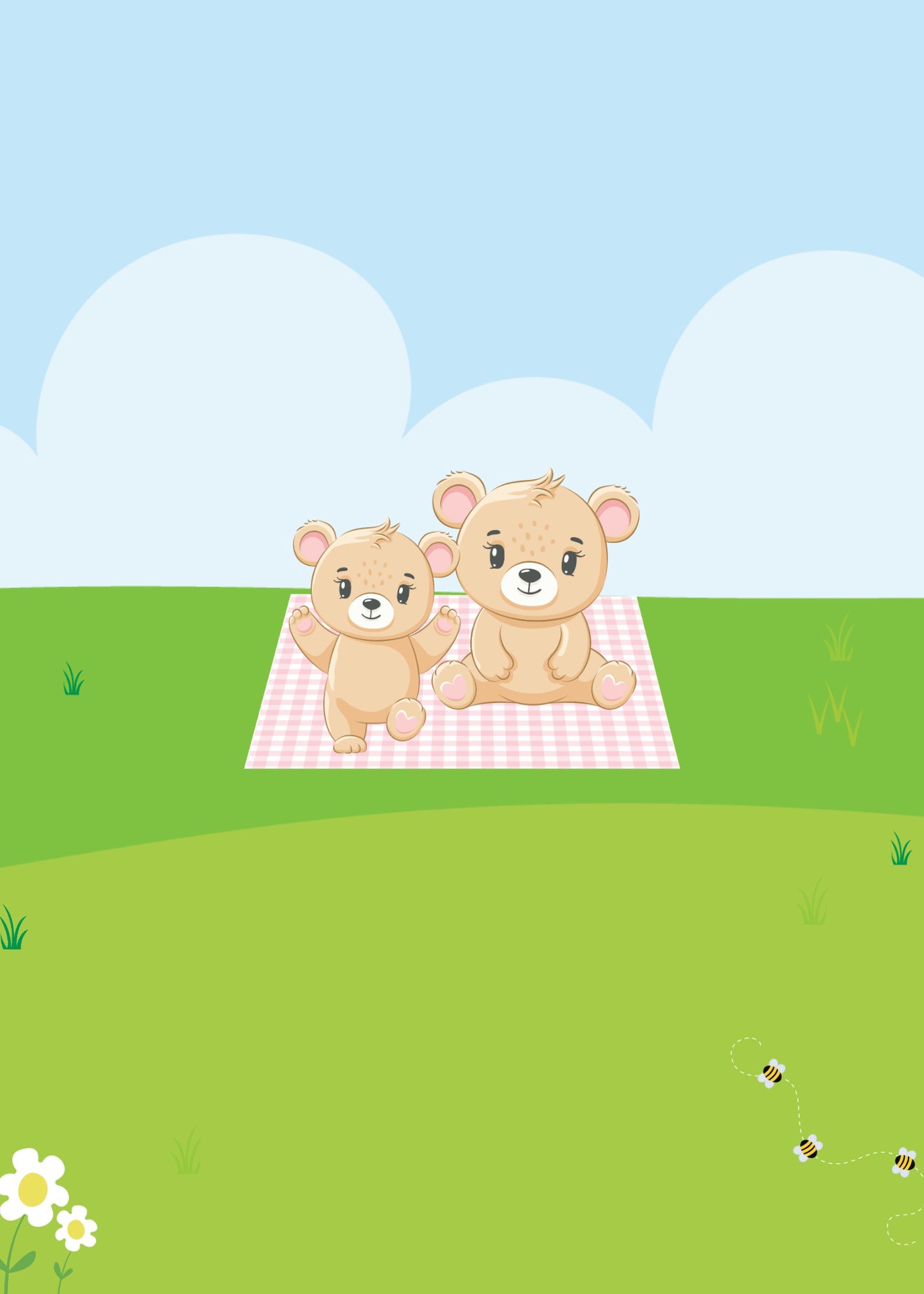 Digital Teddy Bear Picnic Invitation, Editable Digital File, 5x7 inches