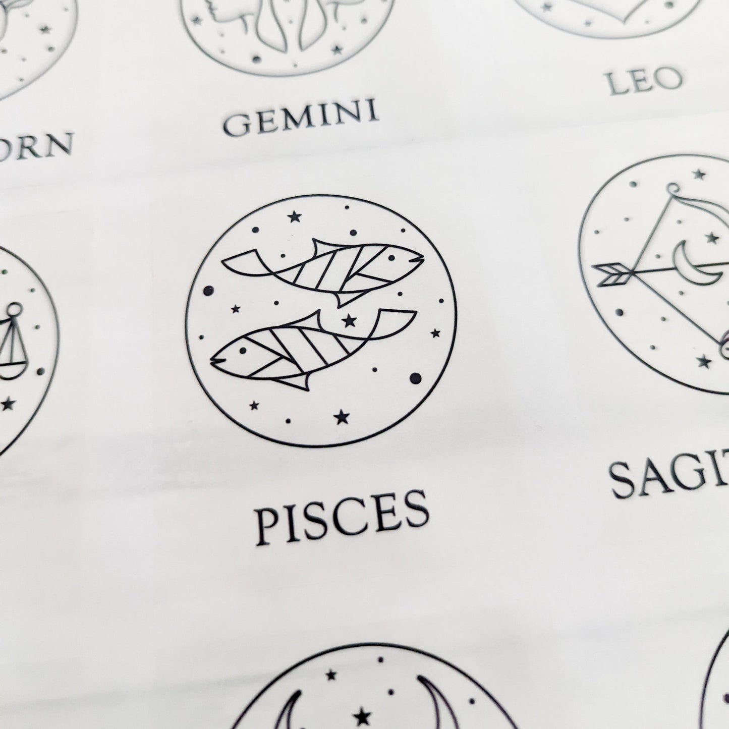 E&L Designs Astrology Sign Candle Stickers, Clear with Black Printing