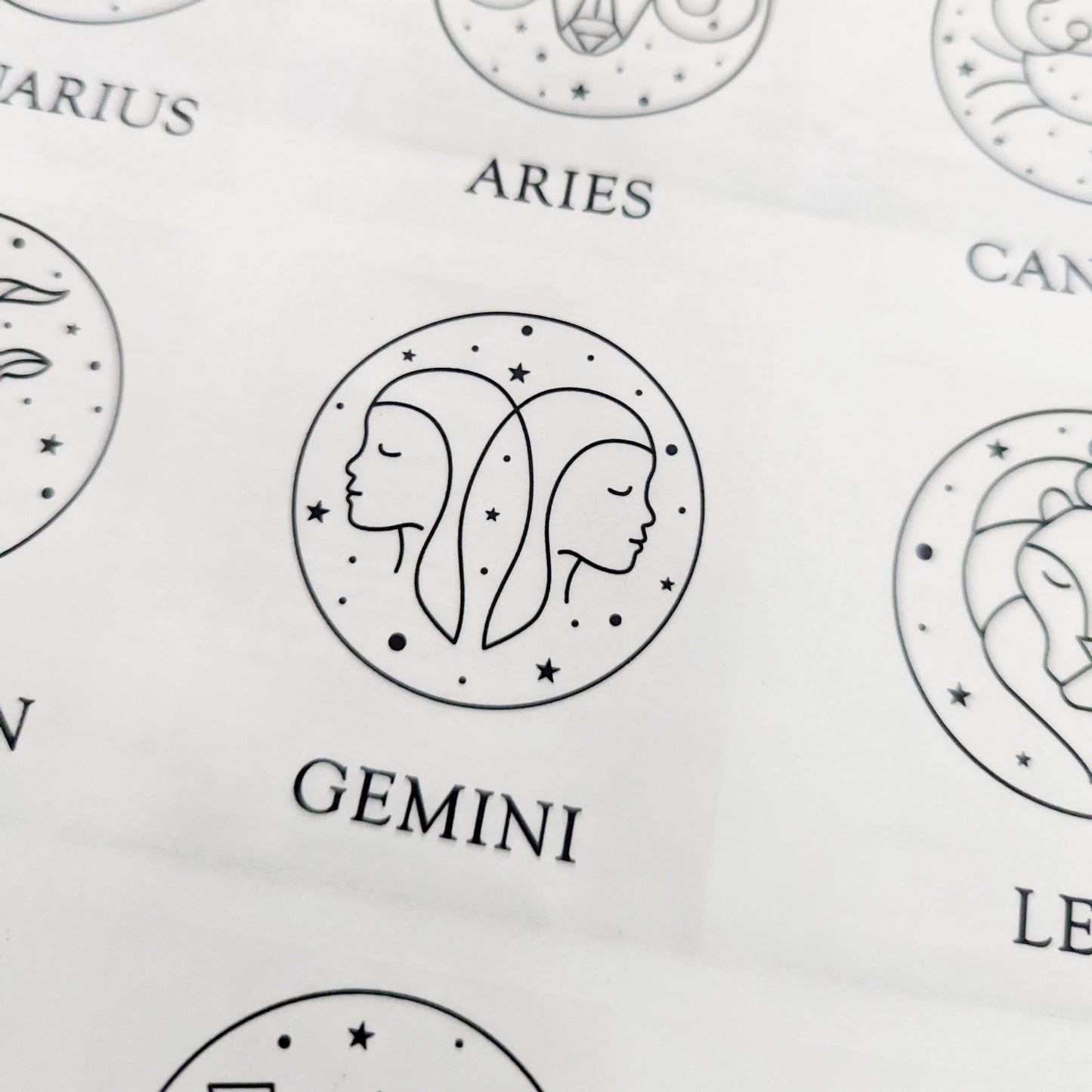 E&L Designs Astrology Sign Candle Stickers, Clear with Black Printing