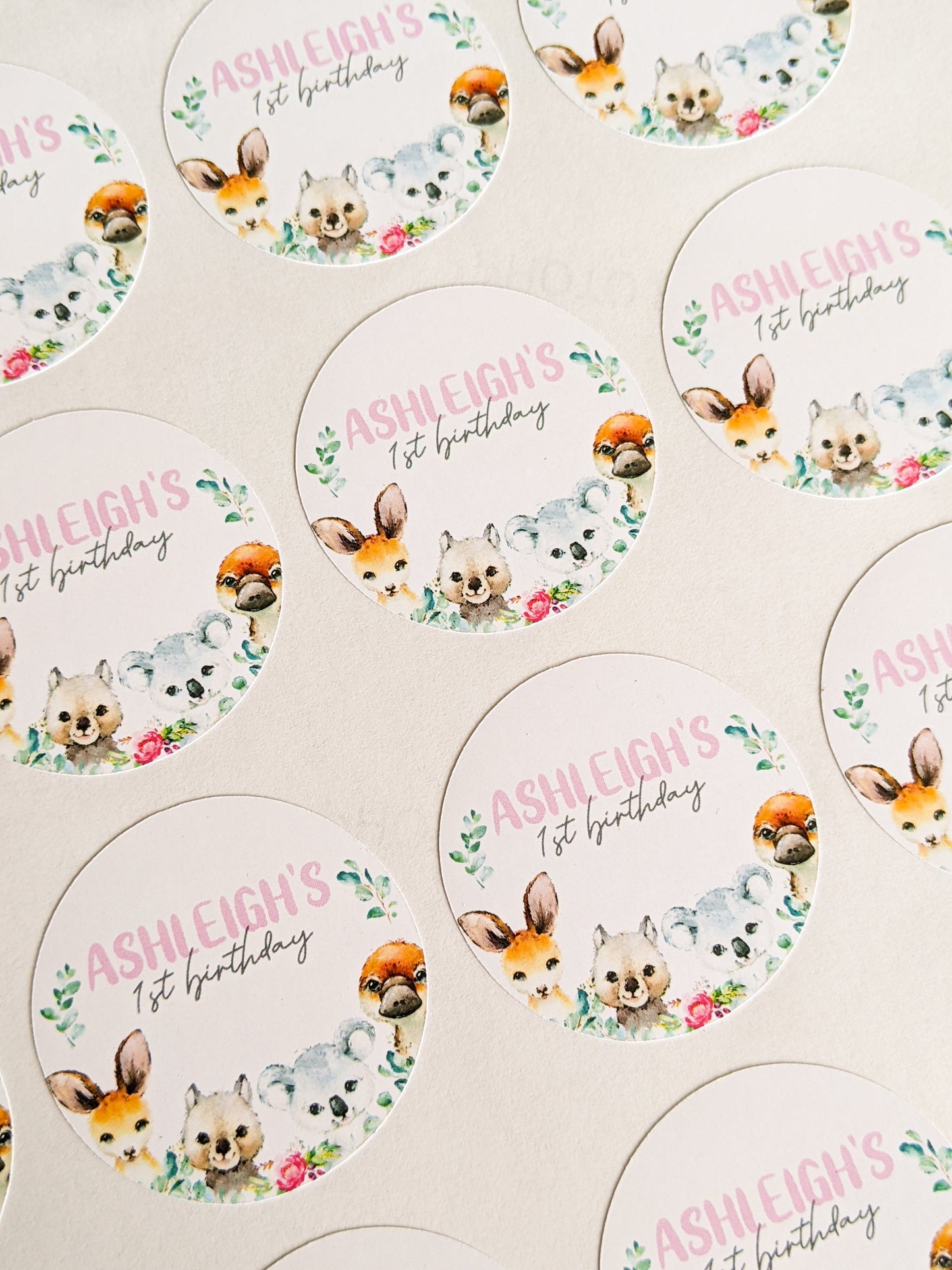 E&L Designs Australian Animal Round Stickers