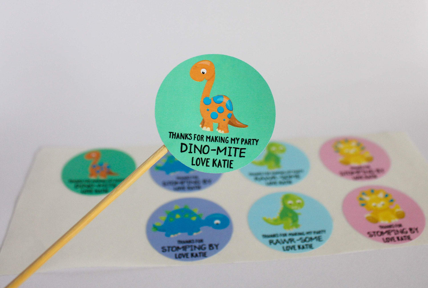 E&L Designs Colourful Dinosaur Birthday Theme Stickers