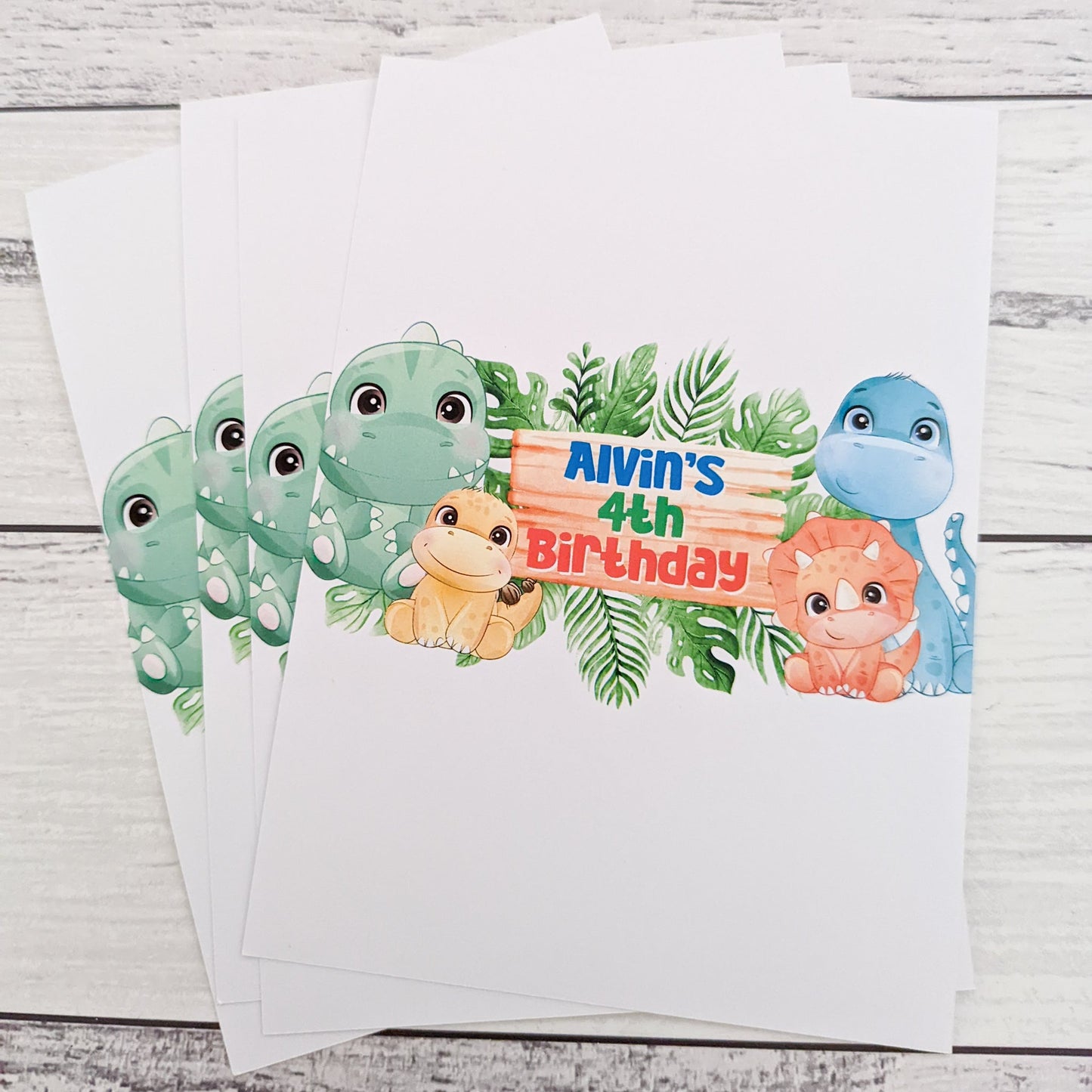E&L Designs Baby Dinosaur & Wooden Plaque Printed Chocolate Wrappers, Set of 10