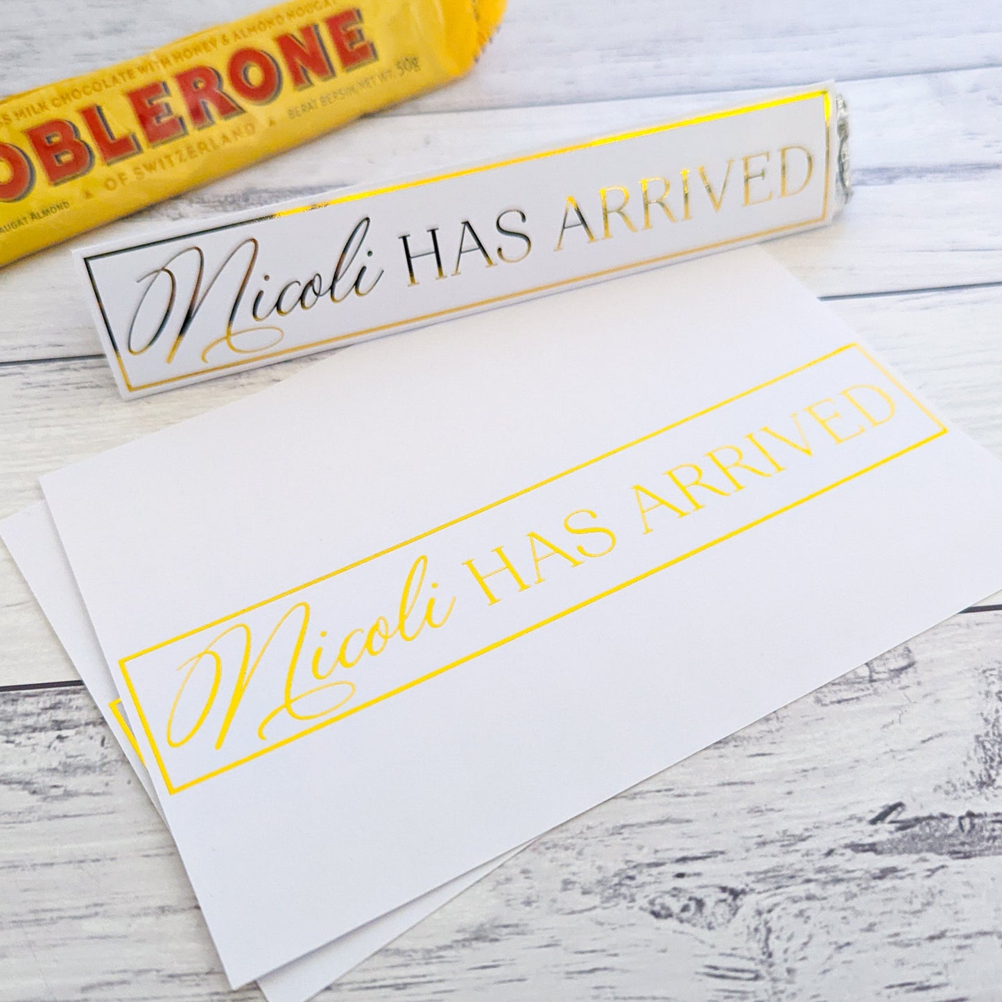 E&L Designs Baby Welcoming Toblerone Wrapper, White