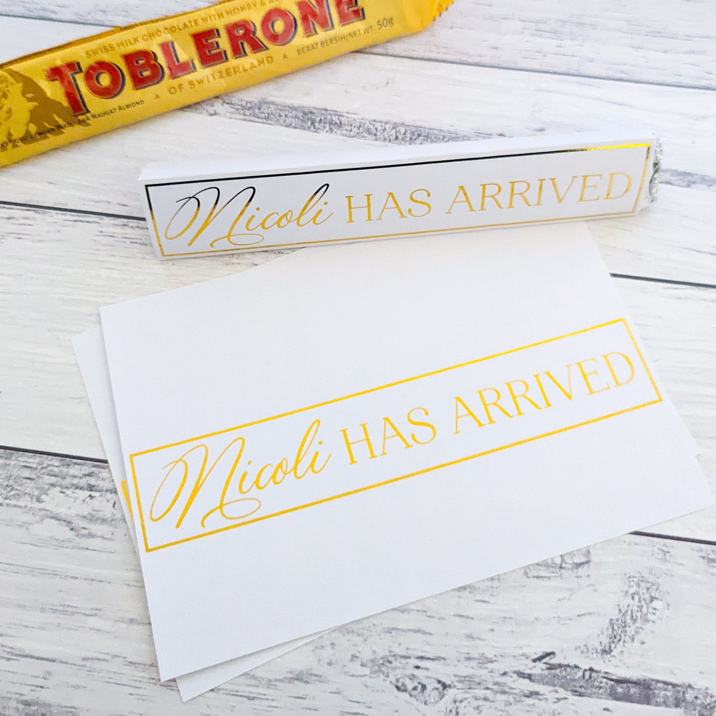 E&L Designs Baby Welcoming Toblerone Wrapper, White