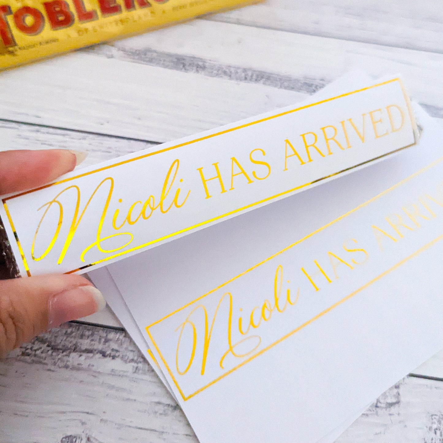 E&L Designs Baby Welcoming Toblerone Wrapper, White