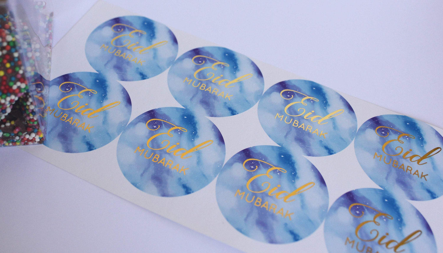 E&L Designs Blue Eid Mubarak Stickers Foiled Coloured Stickers
