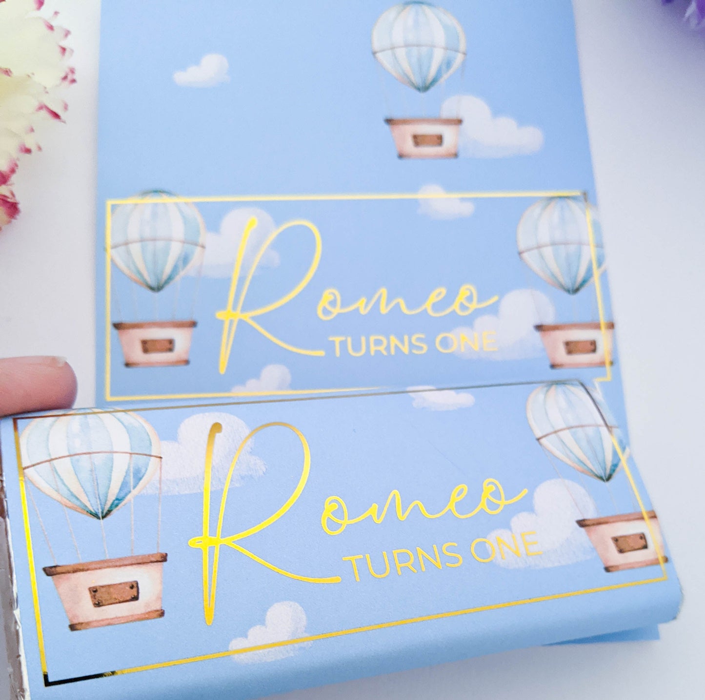 E&L Designs Blue Hot Air Balloon Chocolate Wrappers, Set of 10