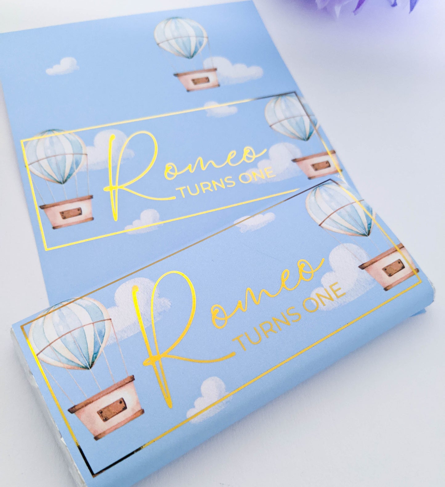 E&L Designs Blue Hot Air Balloon Chocolate Wrappers, Set of 10