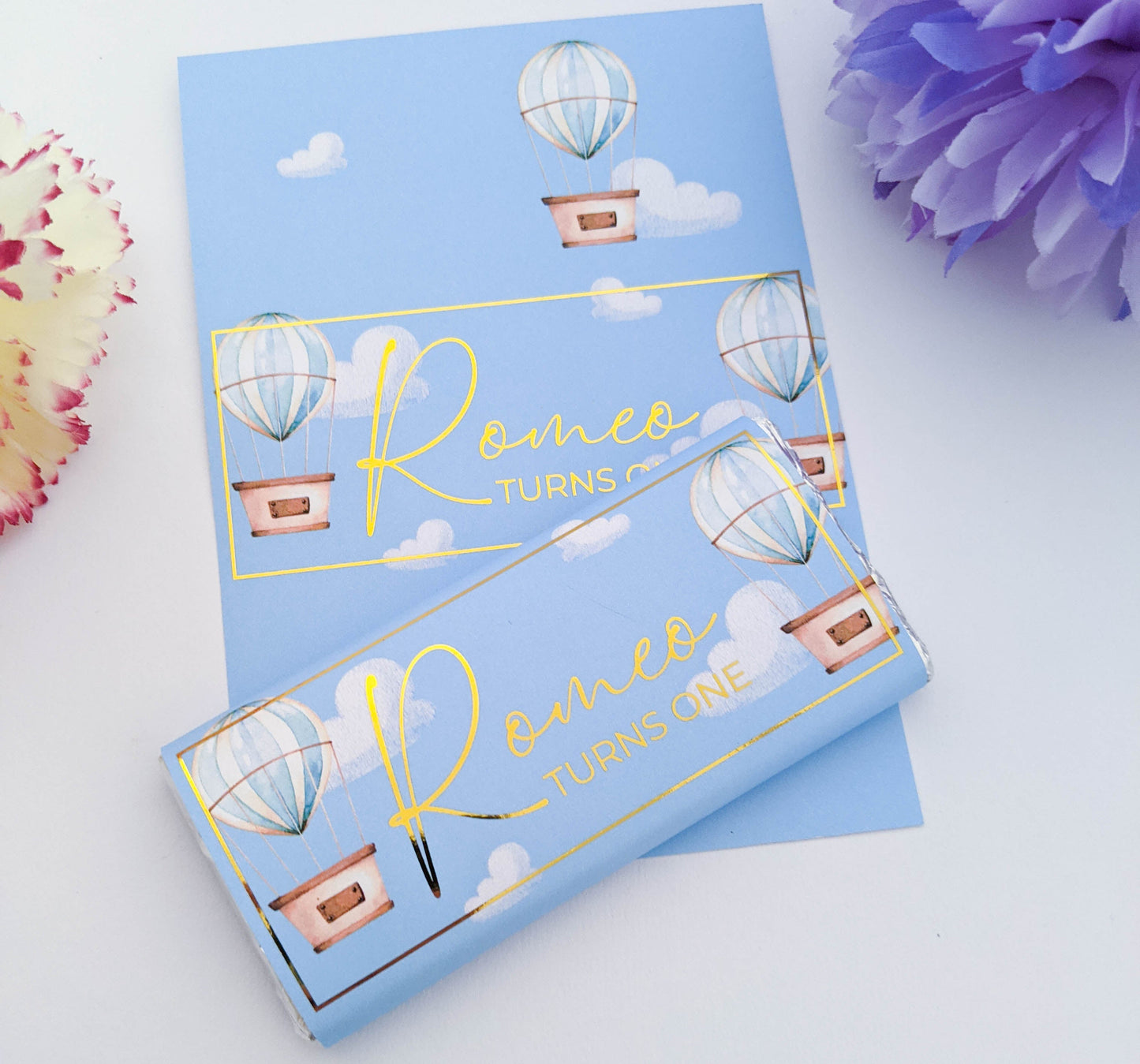 E&L Designs Blue Hot Air Balloon Chocolate Wrappers, Set of 10