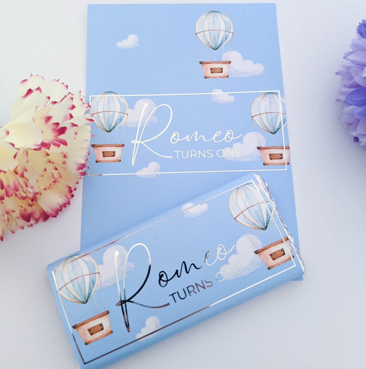 E&L Designs Blue Hot Air Balloon Chocolate Wrappers, Set of 10