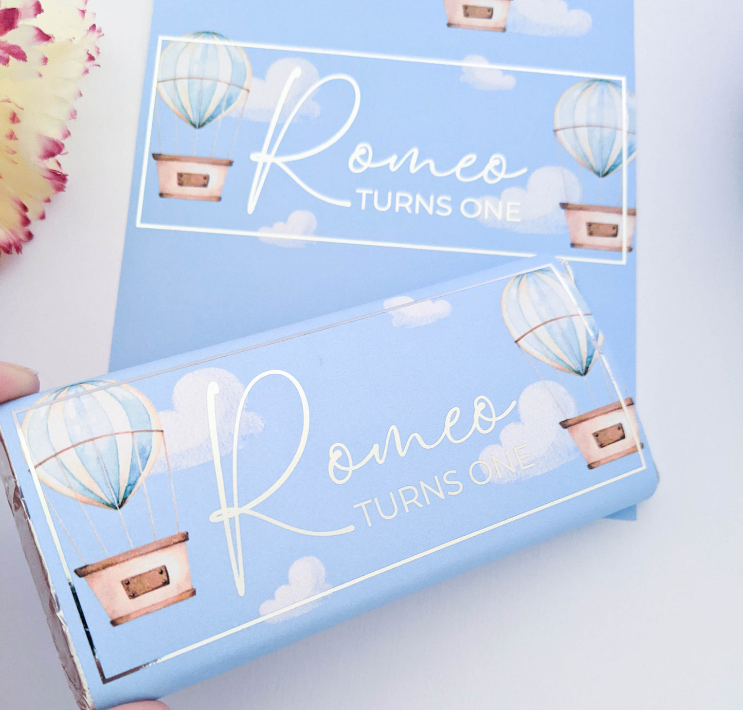 E&L Designs Blue Hot Air Balloon Chocolate Wrappers, Set of 10