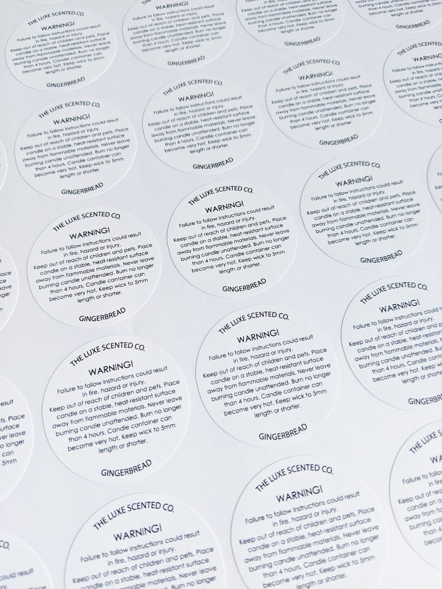 E&L Designs Candle Warning Stickers