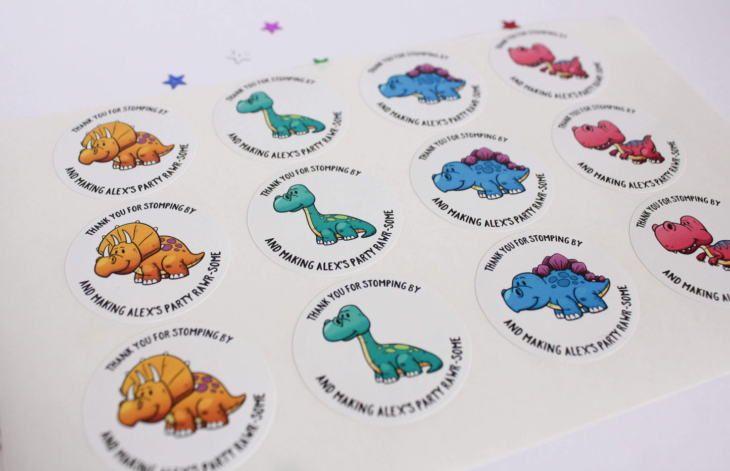 E&L Designs Cartoon Baby Dinosaur Stickers