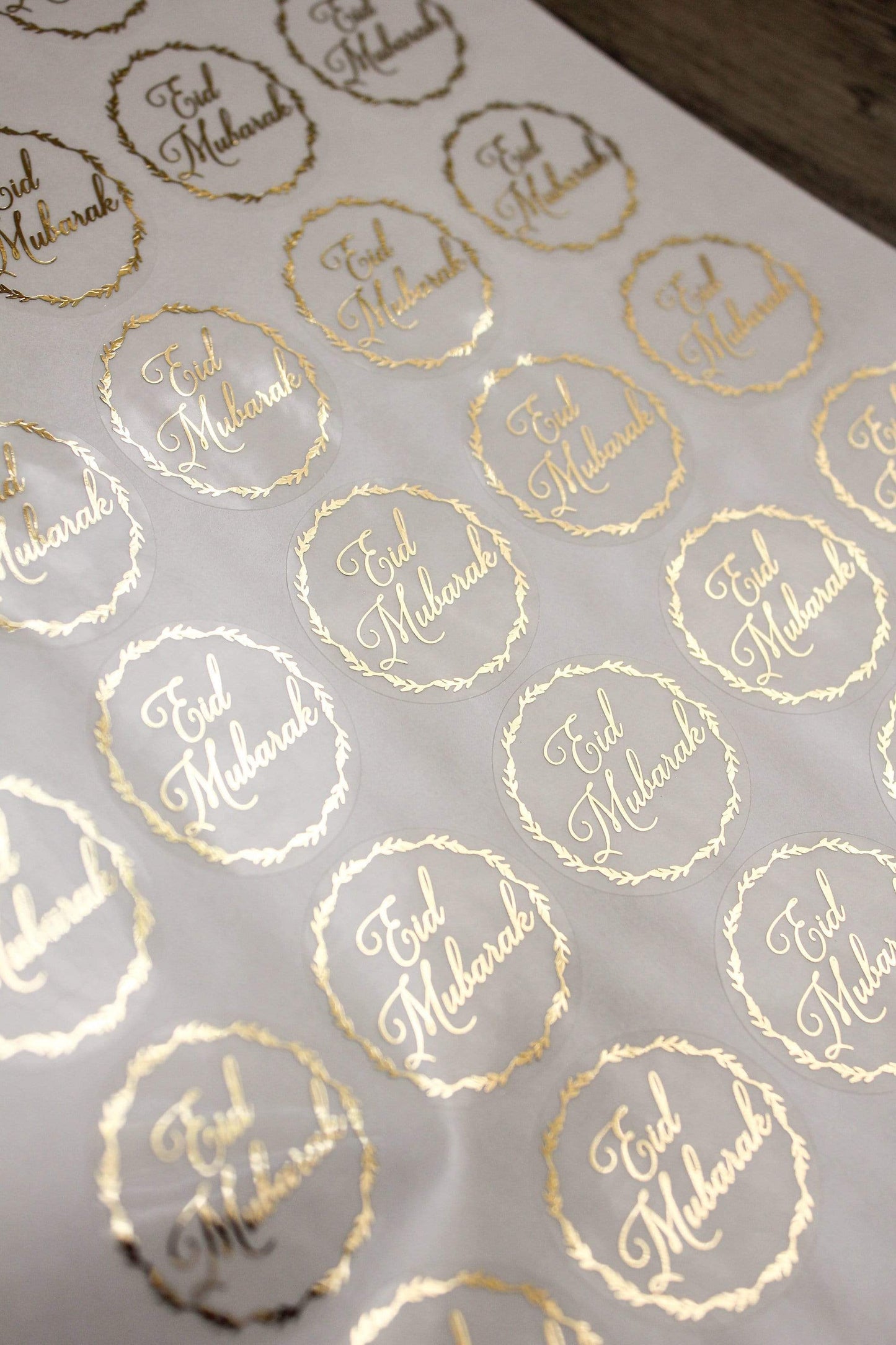 E&L Designs Clear Eid Mubarak Stickers with foil
