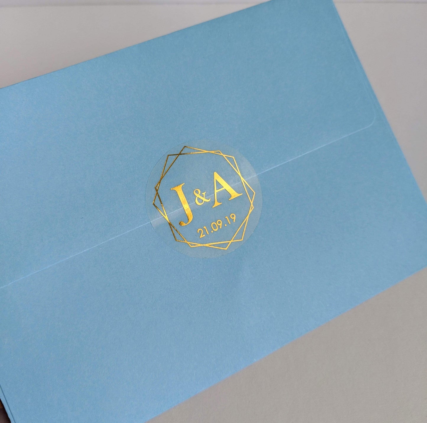 E&L Designs Clear Foil Geometric Wedding Invitation Envelope Seals