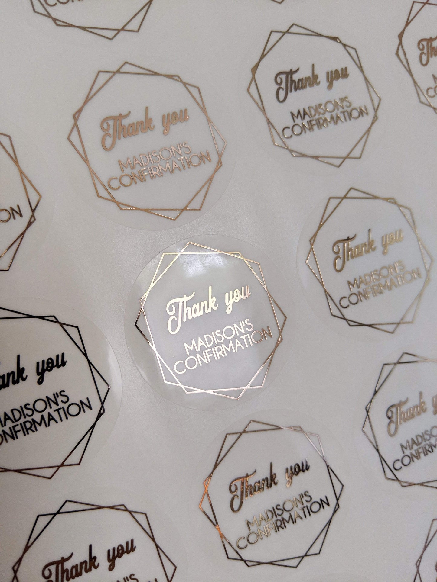 E&L Designs Clear Foil Geometric Wedding Invitation Envelope Seals