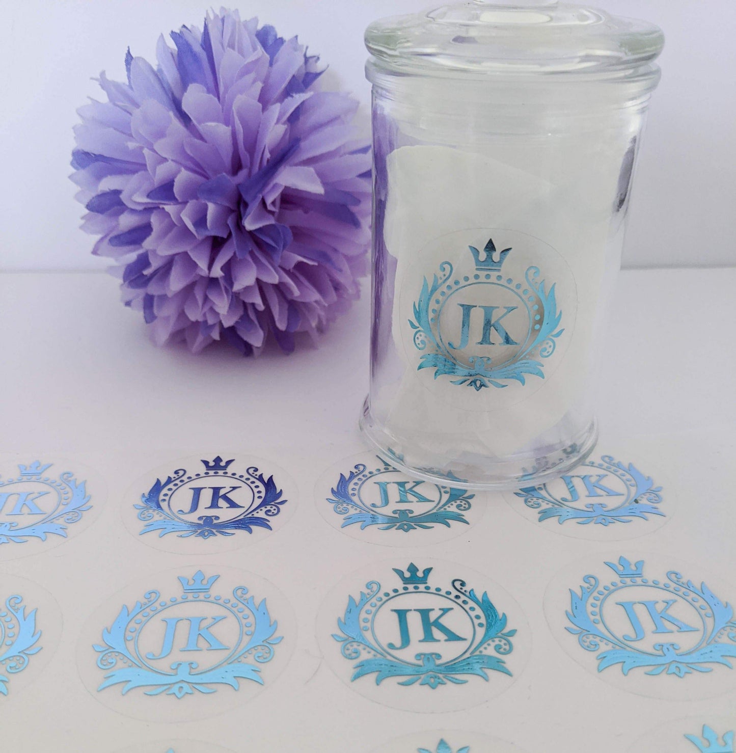 E&L Designs Clear Foil Monogram Flourish Stickers