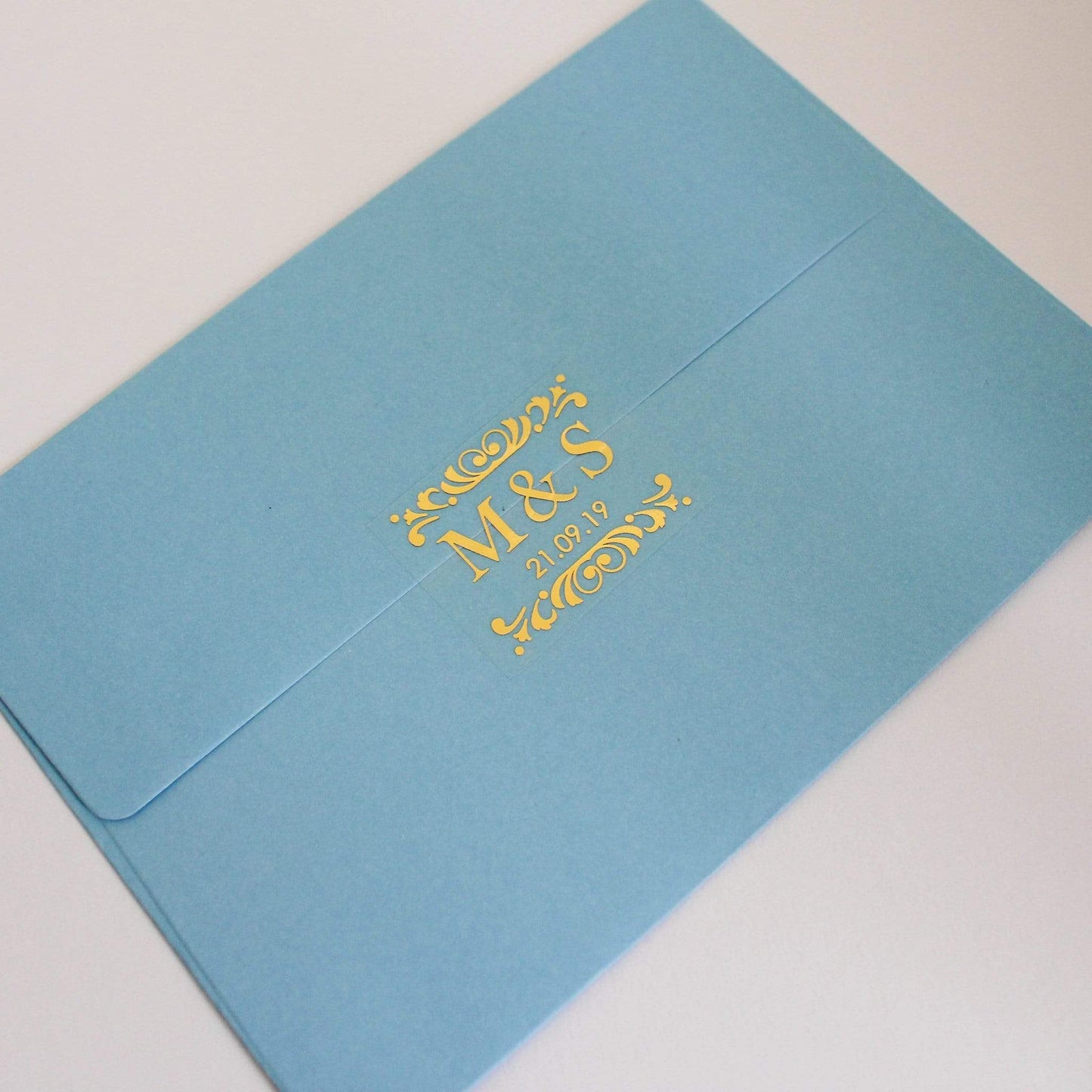 E&L Designs Clear Rectangle Wedding Envelope Seal Stickers with Flourish