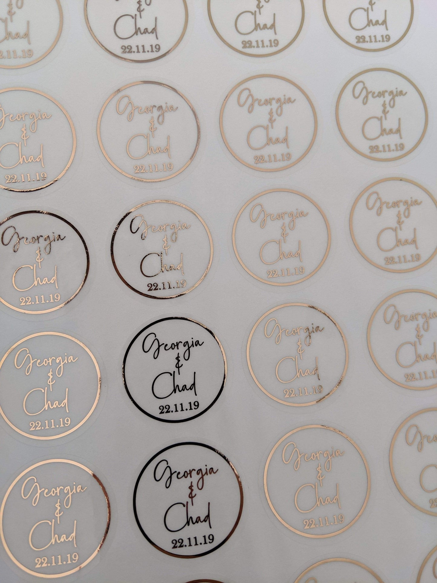 E&L Designs Clear Rose Gold Foil Wedding Invitation Envelope Seals