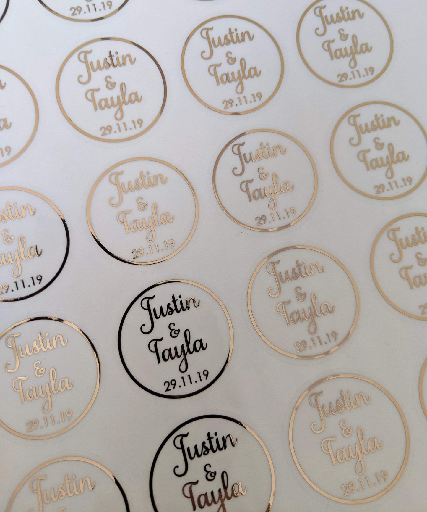 E&L Designs Clear Rose Gold Foil Wedding Invitation Envelope Seals