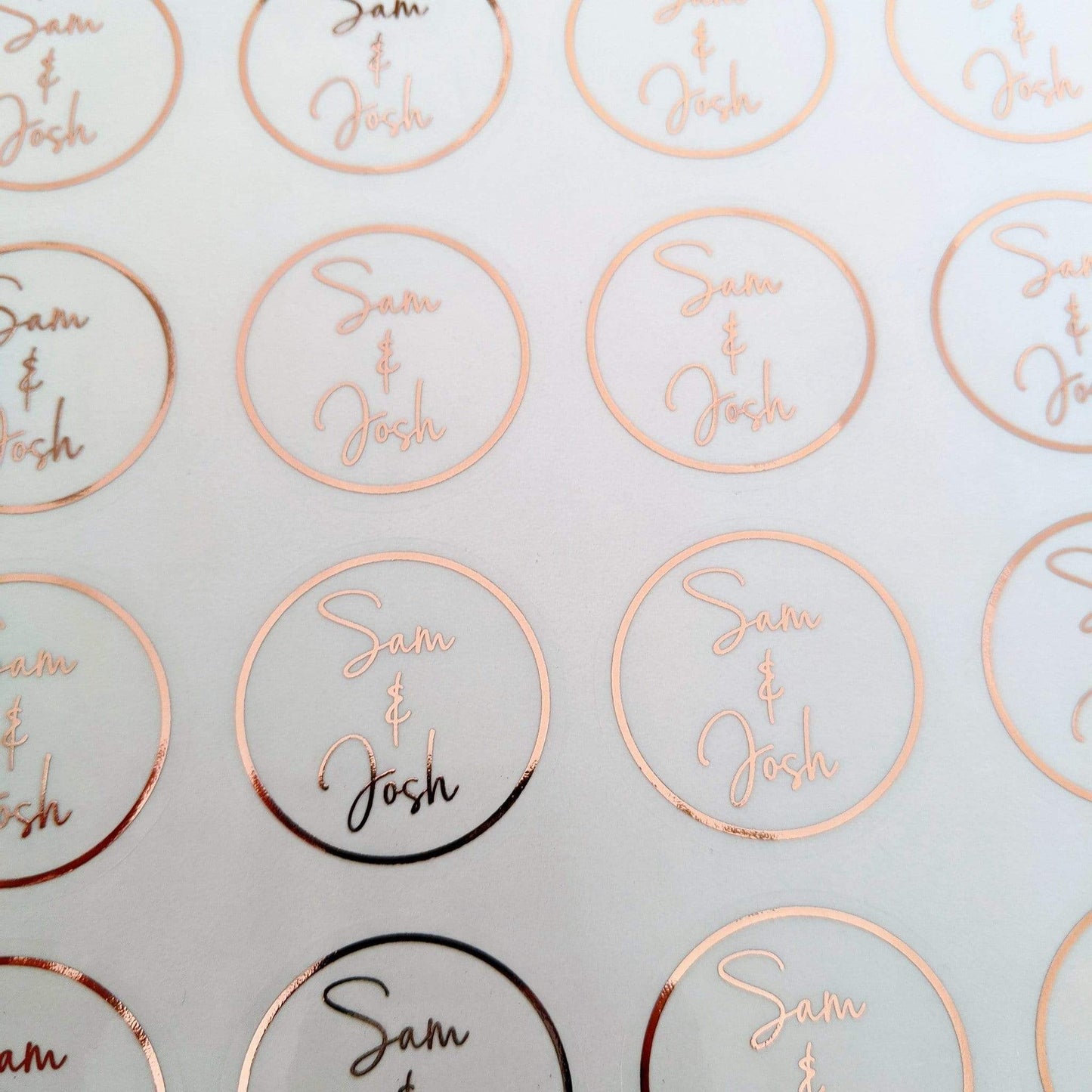 E&L Designs Clear Rose Gold Foil Wedding Invitation Envelope Seals