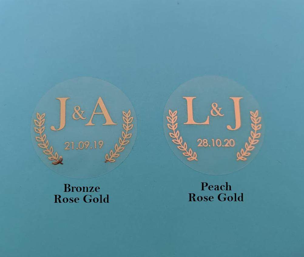 E&L Designs Clear Rose Gold Foil Wedding Invitation Envelope Seals