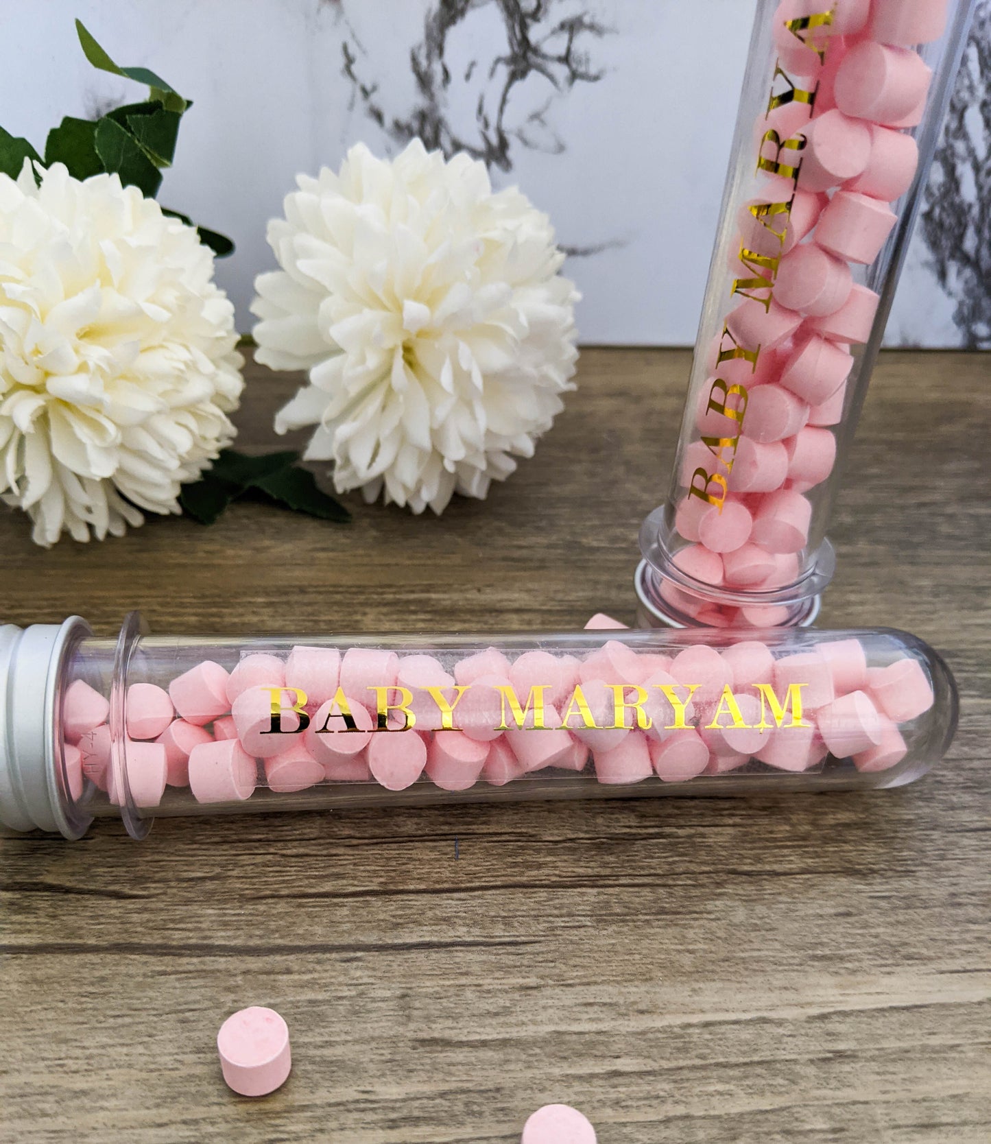 E&L Designs Clear Tube Foil Baby Name Stickers