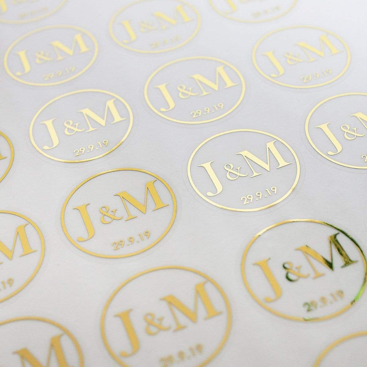 E&L Designs Clear Wedding Invitation Envelope Seals - Bride Groom Names and Date