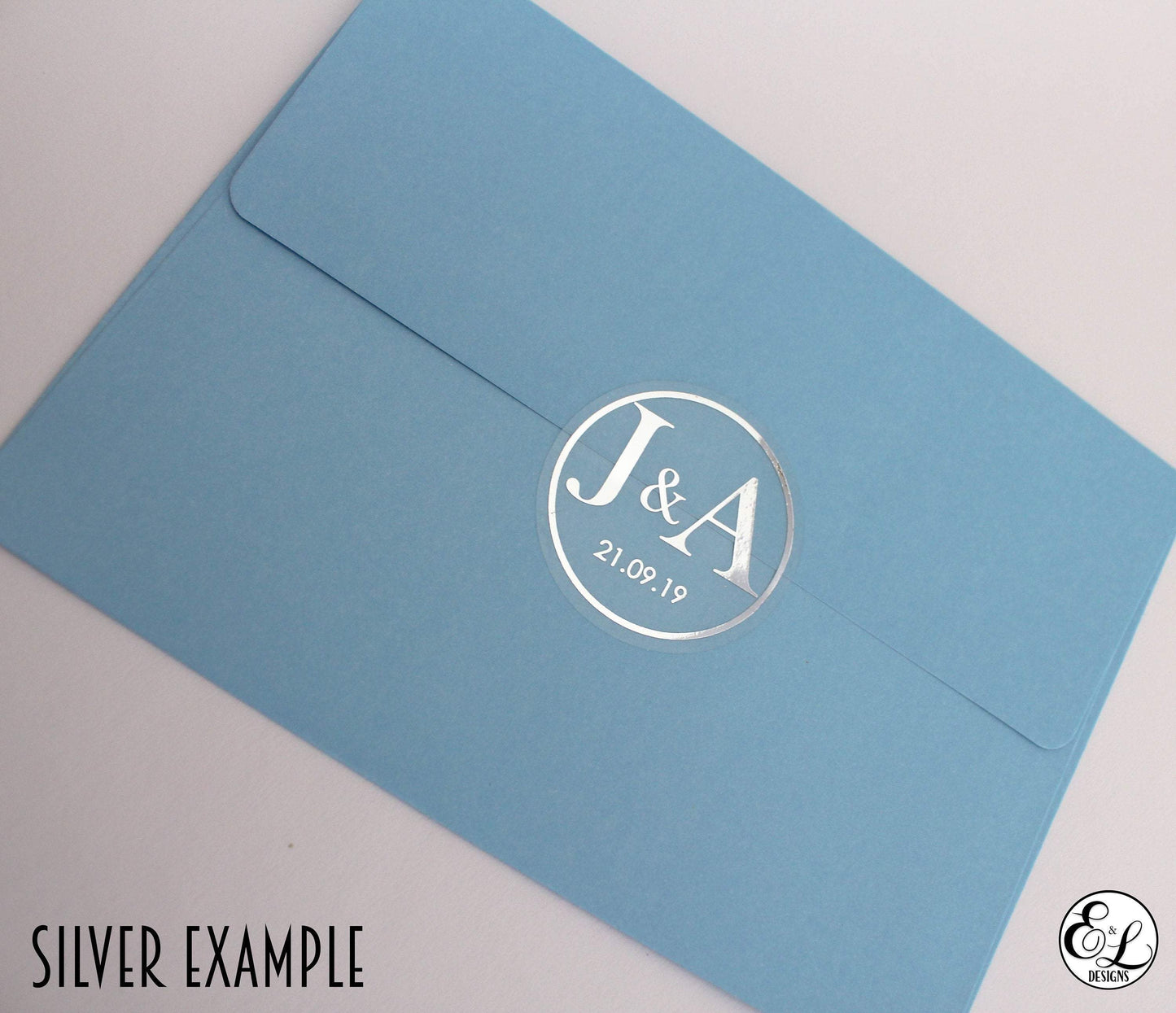 E&L Designs Clear Wedding Invitation Envelope Seals - Bride Groom Names and Date