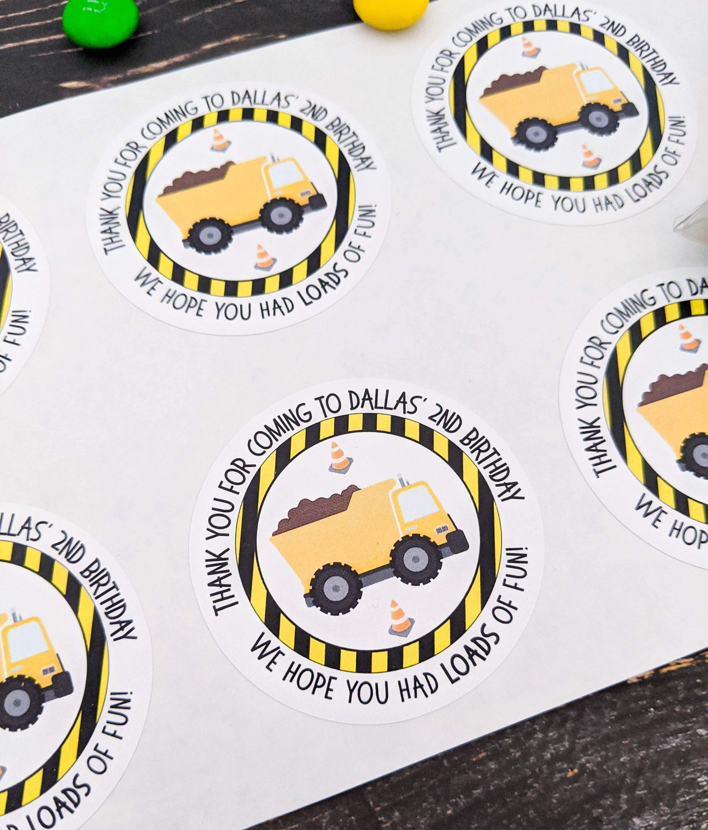 E&L Designs Construction Party Stickers