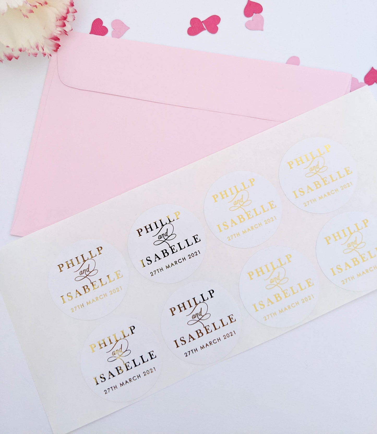 E&L Designs Couple Names White Invitation Envelope Seals