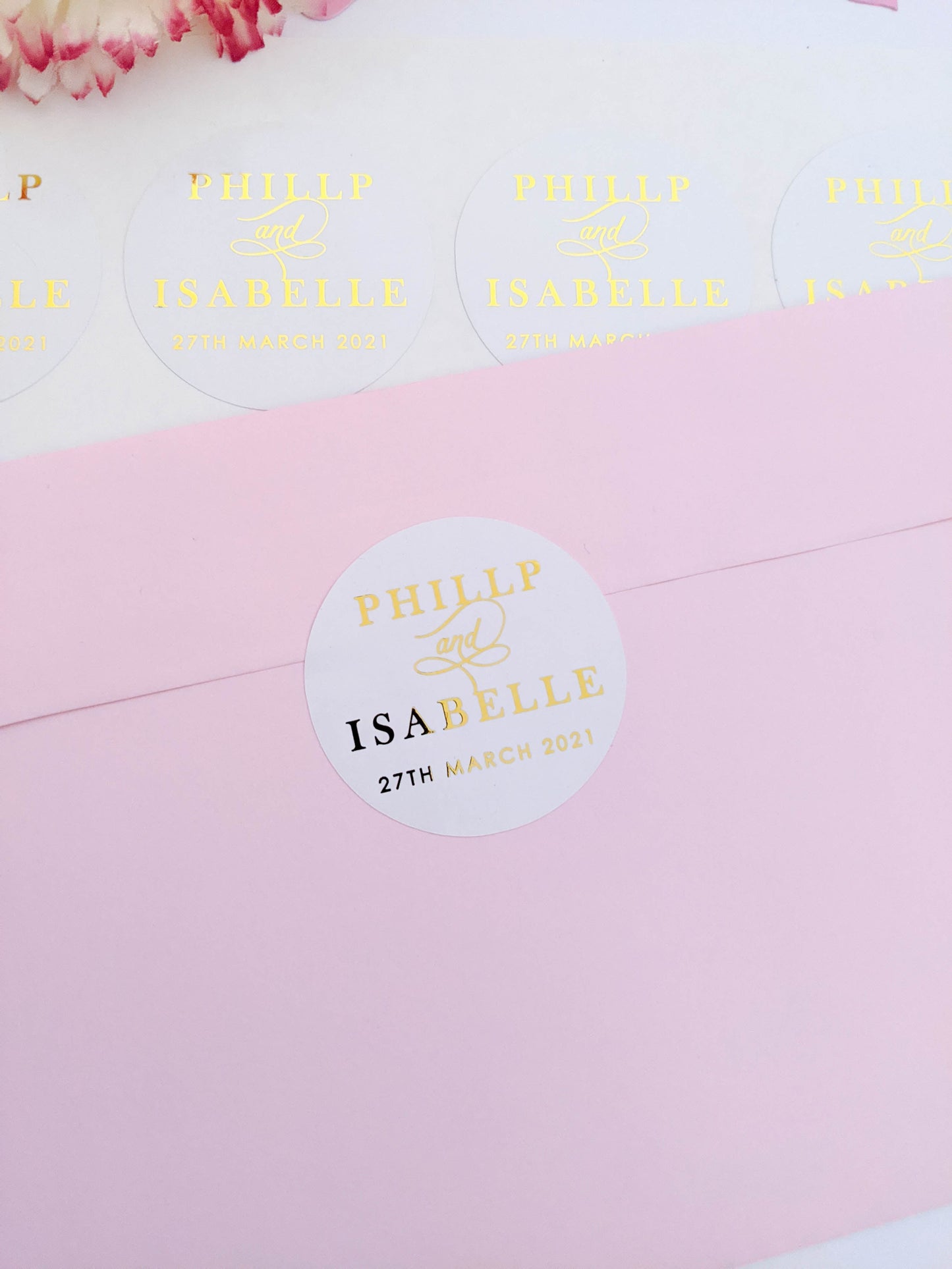 E&L Designs Couple Names White Invitation Envelope Seals
