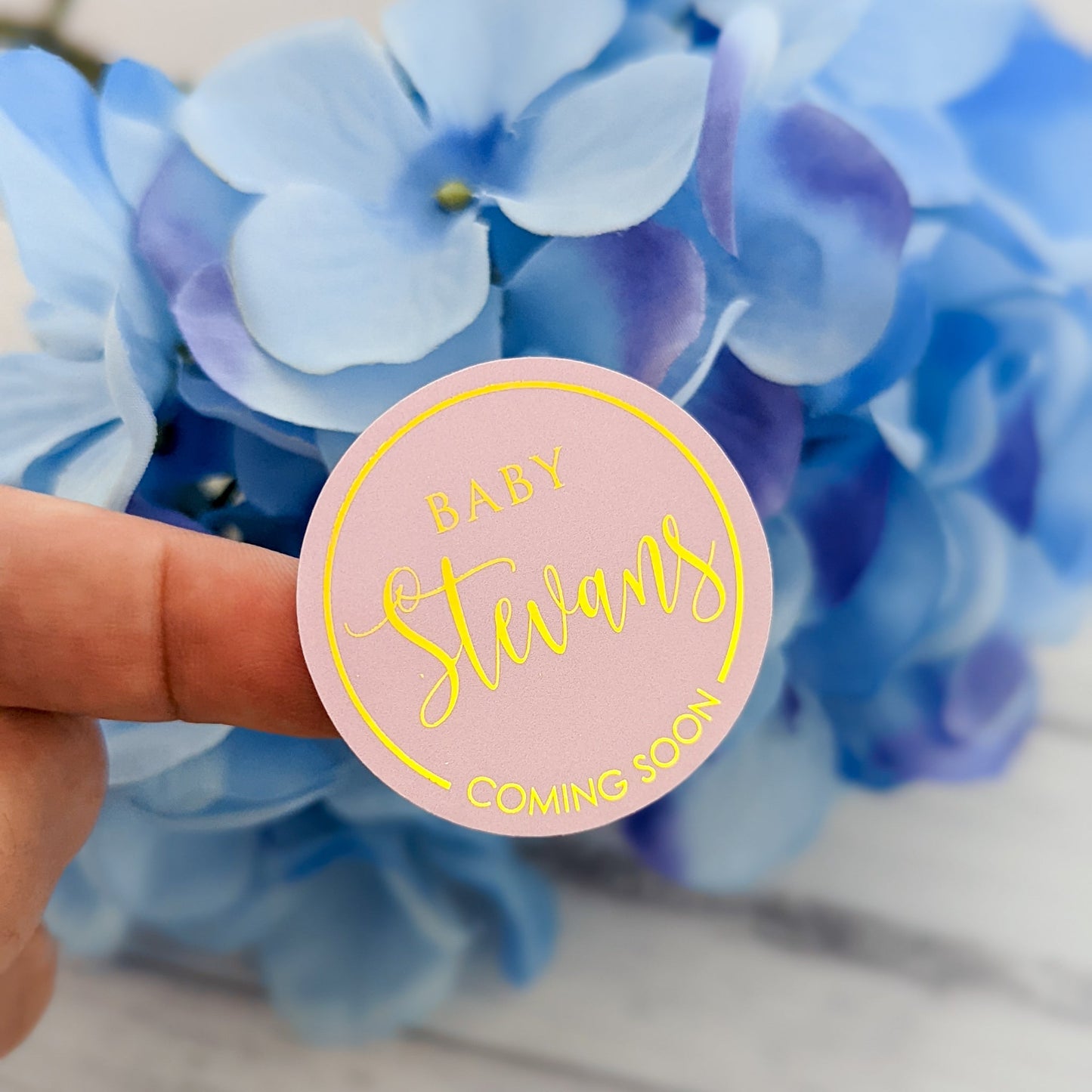 E&L Designs | Custom Foil Stickers Baby Coming Soon Stickers