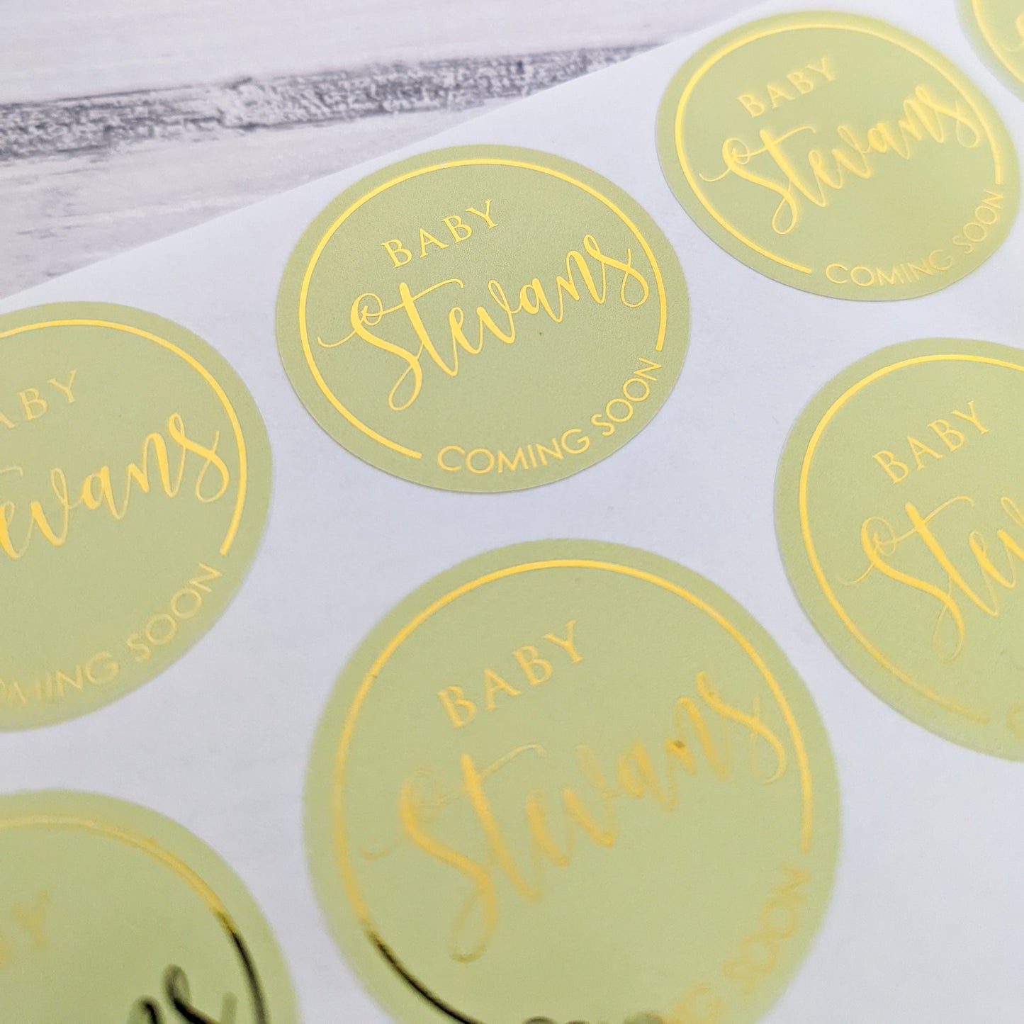 E&L Designs | Custom Foil Stickers Baby Coming Soon Stickers