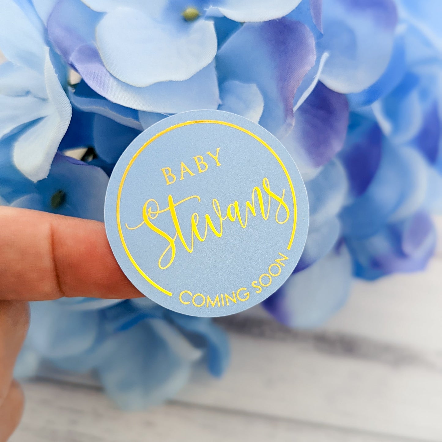 E&L Designs | Custom Foil Stickers Baby Coming Soon Stickers